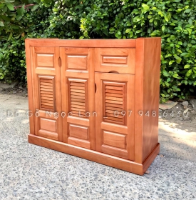 Tủ giầy dép gỗ xoan đào tự nhiên 3 cánh hiện đại TG 014