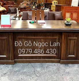 BÀN LÀM VIỆC GIÁM ĐỐC GỖ HƯƠNG XÁM 1M6 MÀU ÓC CHÓ - MẪU BẮT CHỈ