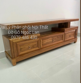 Kệ Ti Vi Gỗ Hương Xám Kiểu Nhật 3 Ngăn Kéo K HX 024