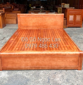 Giường gỗ sồi nga vạt phản màu cánh gián  - mẫu chơn 