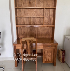 Bàn Học Sinh Gỗ Hương Xám 1m2 Kèm Giá Sách  