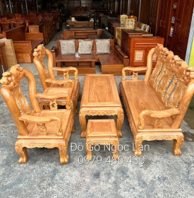 Bàn Ghế SALON Gỗ Gõ Đỏ Tay 10 - Phúc Lộc Thọ 