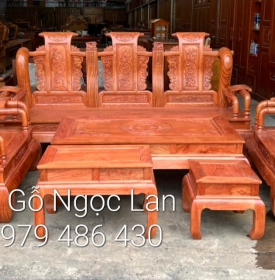 Bộ bàn ghế salon gỗ hương đá cột 12 - mẫu tần thủy hoàng 