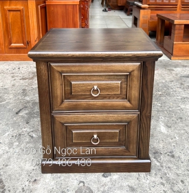 Tủ Đầu Giường Gỗ Sồi Nga Màu Óc Chó Đẹp - Hiện Đại 