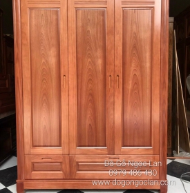 Tủ Quần Áo 3 Cánh Gỗ Xoan Đào Mẫu Trơn - Hiện Đại T XD 058