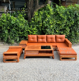 GHẾ SOFA GỖ HƯƠNG VÀNG CAO CẤP GÓC L 2M8 X 1M8 CHÂN CHOÃI 