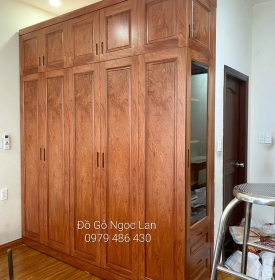 TỦ ÁO GỖ HƯƠNG ĐÁ 5 CÁNH CAO 2 TẦNG THIẾT KẾ ĐƠN GIẢN 
