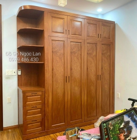 TỦ QUẦN ÁO GỖ HƯƠNG ĐÁ 4 CÁNH + GÓC TRANG TRÍ - HIỆN ĐẠI 