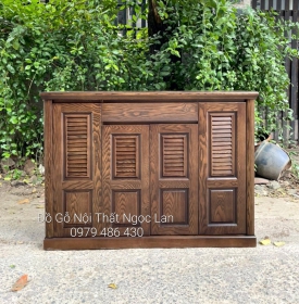 TỦ GIÀY DÉP GỖ SỒI NGA 4 CÁNH LAU MÀU ÓC CHÓ ĐẸP - HIỆN ĐẠI