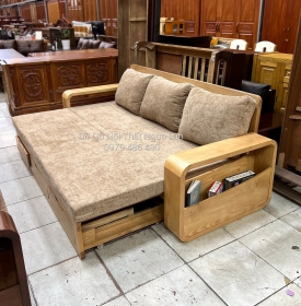 SOFA GIƯỜNG GỖ SỒI THÔNG MINH MÀU TỰ NHIÊN -KÈM NỆM 