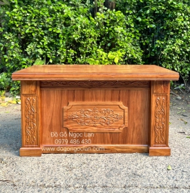 BÀN LÀM VIỆC GỖ HƯƠNG XÁM 1M4 MẪU HOA DÂY BỀN ĐẸP - BLV 0034 