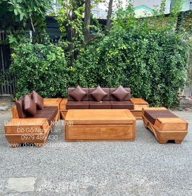 SOFA GỖ GÕ ĐỎ 2 VĂNG CHÂN THUYỀN CAO CẤP SFT 3600