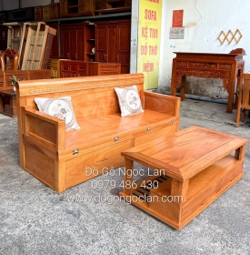 Giường Gấp Thông Minh Gỗ Gõ Đỏ 2 Ngăn Kéo Kết Hợp Bàn Sofa SFG 55.24