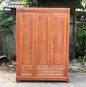 Tủ Áo 3 Cánh Gỗ Xoan Đào Cánh Trơn Đơn Giản - Hiện Đại 