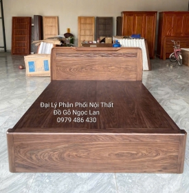 Giường Ngủ Gỗ Mun Phản Liền Đầu Trạm Sóng Hiện Đại 