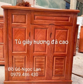 Tủ Giày Gỗ Hương Đá 3 Cánh Cao 1m2
