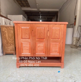 Tủ Giày 3 Cánh Hở Gỗ Xoan Đào - Hiện Đại Bền Đẹp 