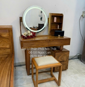 Bàn Trang Điểm Gỗ Hương Xám Đèn Cảm Ứng Thông Minh - Hiện Đại 