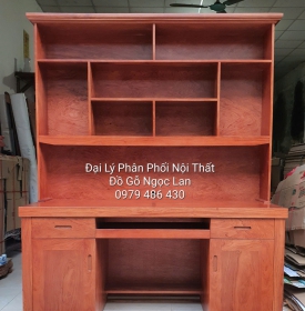 Bàn Học Sinh Gỗ Hương Đá Hàng Đặt Theo Kích Thước Kèm Kệ Sách Bền Đẹp 1m6