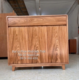 Tủ Giày Dép Gỗ Hương Xám 3 Cánh Chân Cao Hiện Đại - Giá Rẻ
