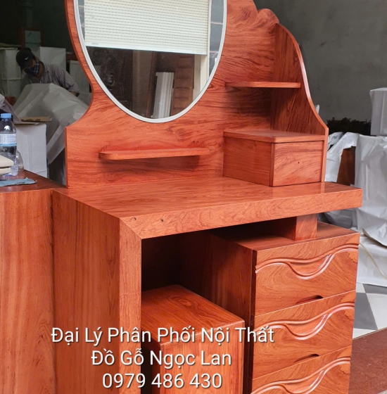Bàn Trang Điểm Gỗ Hương Đá Gương Hộp Hiện Đại 80cm 