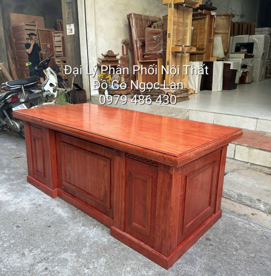 Bàn Làm Việc Gỗ Hương Đá 1m87 Mẫu Chỉ Cao Cấp Hiện Đại