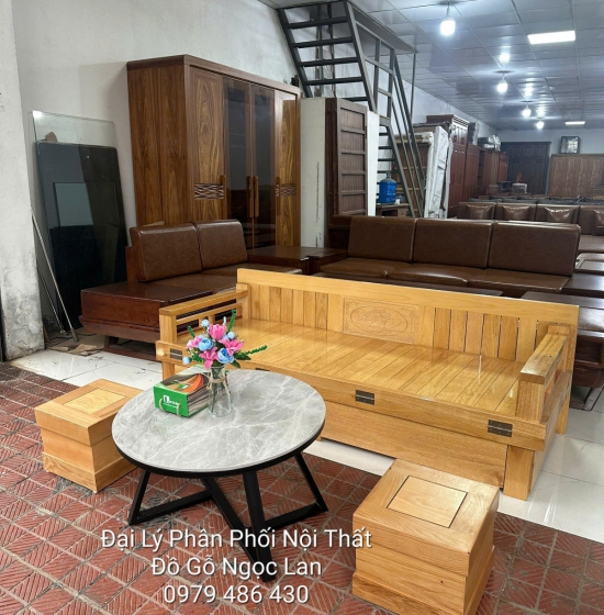 Giường Gấp Gỗ Sồi 2 Ngăn Kéo Kèm Bàn Trà Mặt Đá Bền Đẹp - Giá Rẻ 