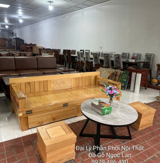 Giường Gấp Gỗ Sồi 2 Ngăn Kéo Kèm Bàn Trà Mặt Đá Bền Đẹp - Giá Rẻ 