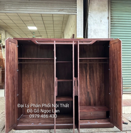 Tủ Áo 5 Cánh Gỗ Óc Chó Thiết Kế Mẫu Cánh Thuyền Hiện Đại 