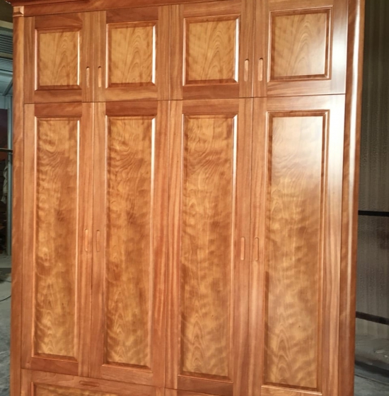 Tủ quần áo 4 cánh 2 tầng mẫu trơn hiện đại T XD 16