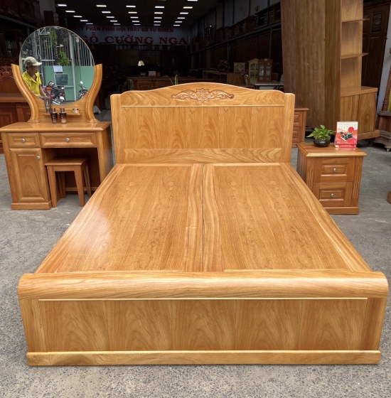 Giường ngủ gỗ gõ đỏ mẫu vòm hiện đại