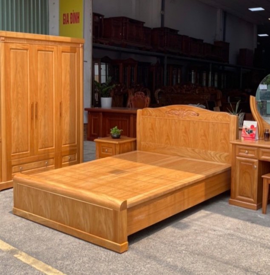 Combo bộ phòng ngủ gỗ Gõ cao cấp
