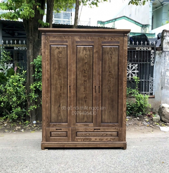 Combo bộ phòng ngủ gỗ sồi lau màu óc chó  hiện đại CB GS 02