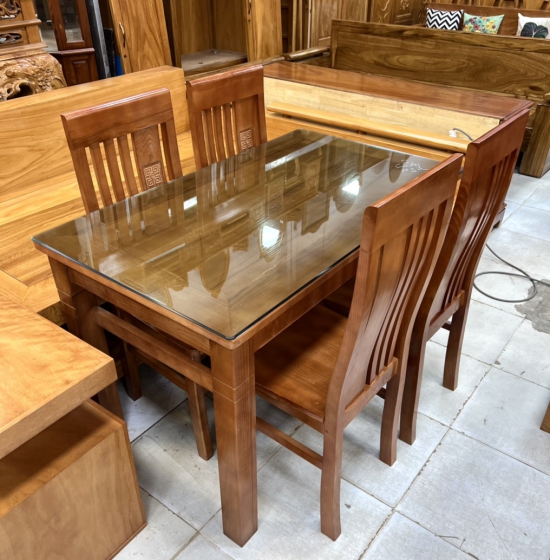 Bộ bàn ăn 4 ghế gỗ xoan đào BA XD 08