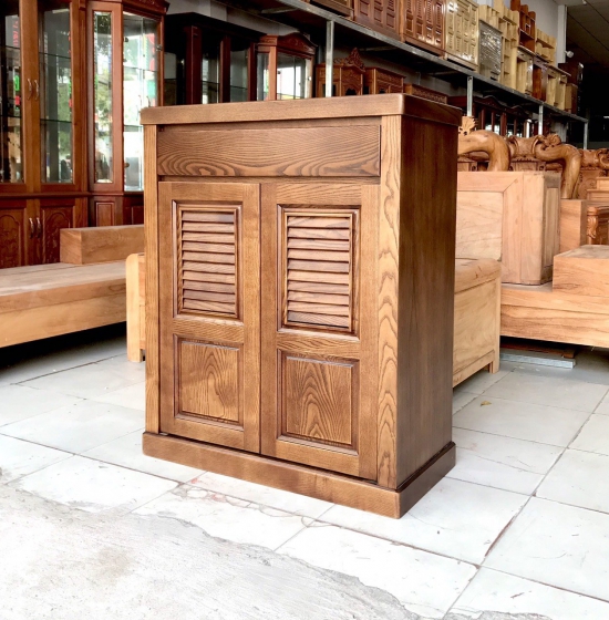 Tủ giày gỗ sồi 2 cánh - lau màu óc chó