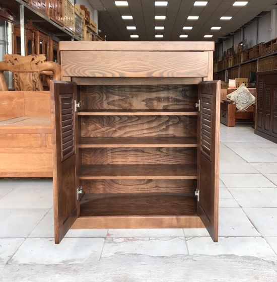 Tủ giày gỗ sồi 2 cánh - lau màu óc chó