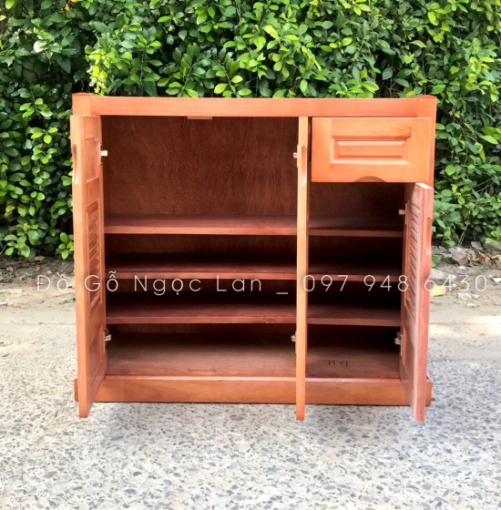 Tủ giầy dép gỗ xoan đào tự nhiên 3 cánh hiện đại TG 014