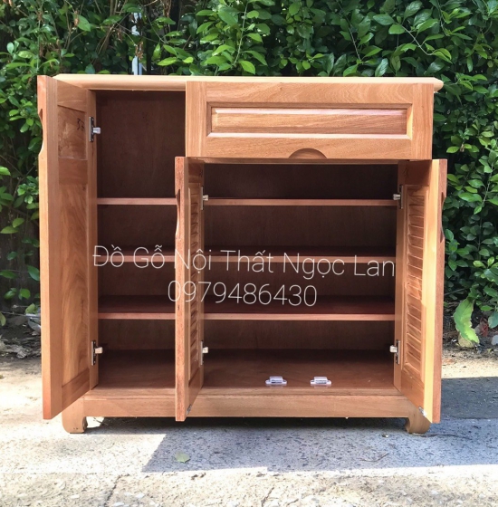 Tủ giầy dép gỗ hương xám 3 cánh - hiện đại TG HX 04