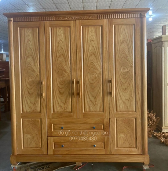 Tủ quần áo gỗ hương xám 4 cánh - hiện đại