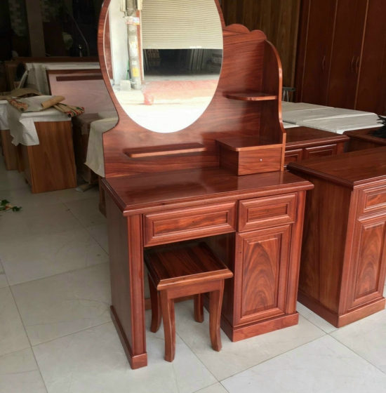 Bàn phấn gỗ Cẩm - gương hộp  - hiện đại  