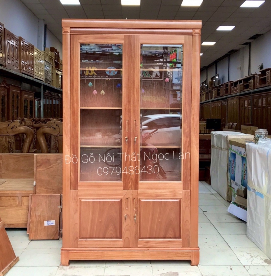 Tủ hồ sơ - tủ sách gỗ xoan đào 1m2 hiện đại - TS XD 01 