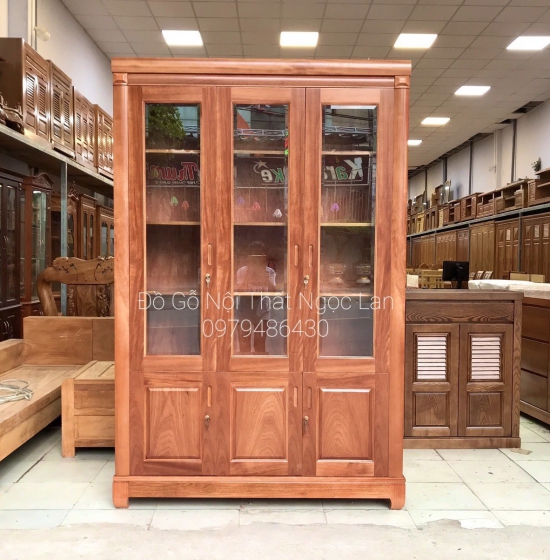 Tủ hồ sơ - tủ sách gỗ xoan đào 1m4 cao cấp - loại 1 