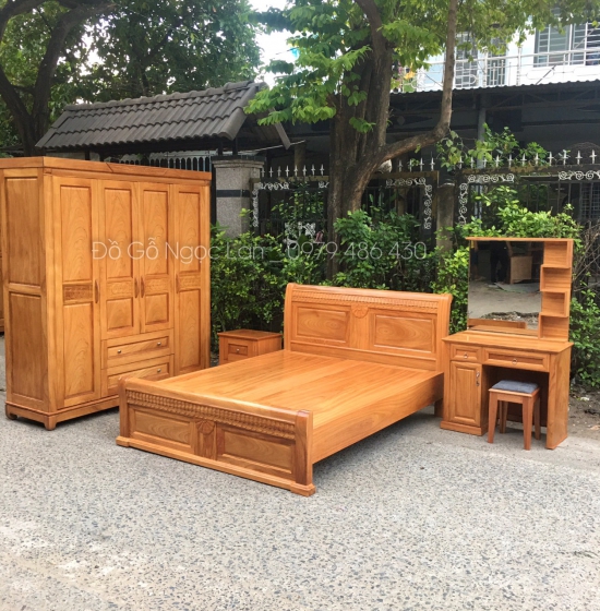 Combo phòng ngủ gỗ gõ đỏ cao cấp -hiện đại CB GG 06