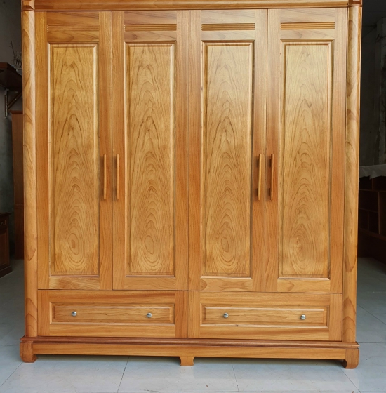 Tủ quần áo 4 cánh gỗ gõ đỏ - hiện đại T GG 11