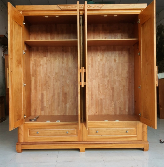 Tủ quần áo 4 cánh gỗ gõ đỏ - hiện đại T GG 11
