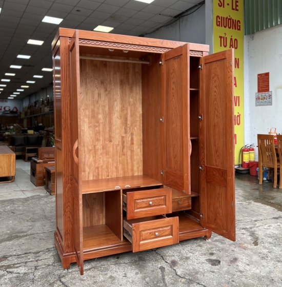 Tủ quần áo 3 cánh gỗ hương đá mẫu chơn hiện đại T HD 16