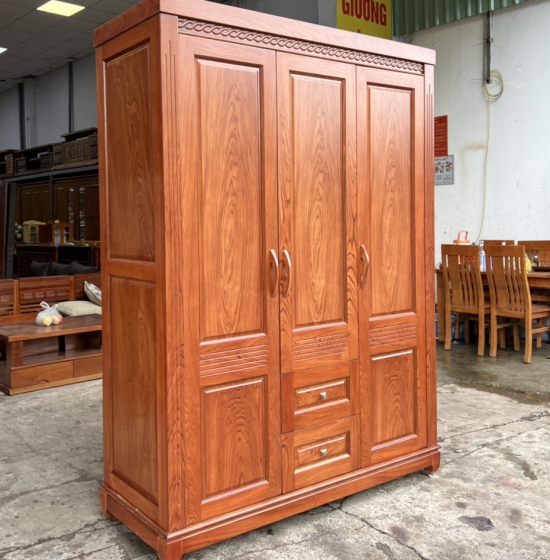 Tủ quần áo 3 cánh gỗ hương đá mẫu chơn hiện đại T HD 16