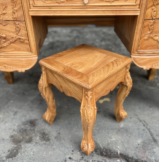 Bàn trang điểm gỗ gõ đỏ cao cấp  mẫu hoa hồng 