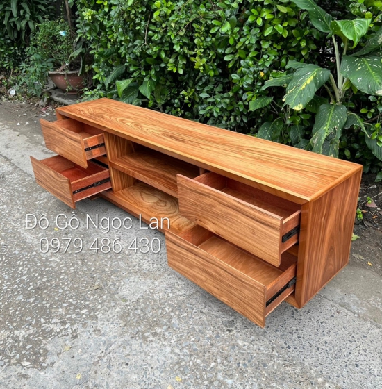 Kệ ti vi gỗ hương xám mẫu nhật hiện đại 