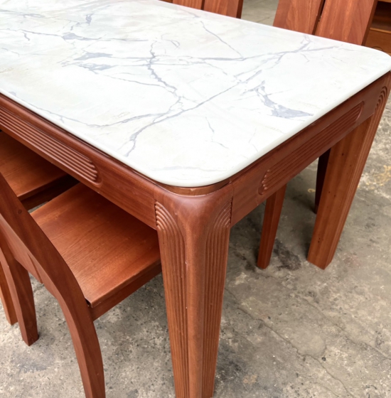 bộ bàn ăn 6 ghế gỗ sồi mặt đá , hàng cao cấp BA GS 07